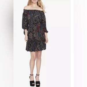 Jessica Simpson's Printed Tiered Off-The-Shoulder Elastic Waist Dress Size Large